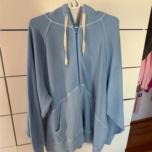 Aerie Light Blue Hooded Poncho Sweater